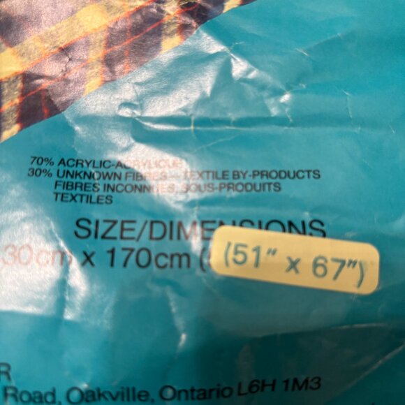 Vintage Plaid Fringed Stadium Blanket, Red White Green Blue 51" x 67" NIB - Picture 4 of 6